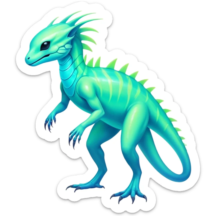 Tropical futuristic lush cool edgy neon Fionbri-Vernid-Elgyem-creature (full body) sticker