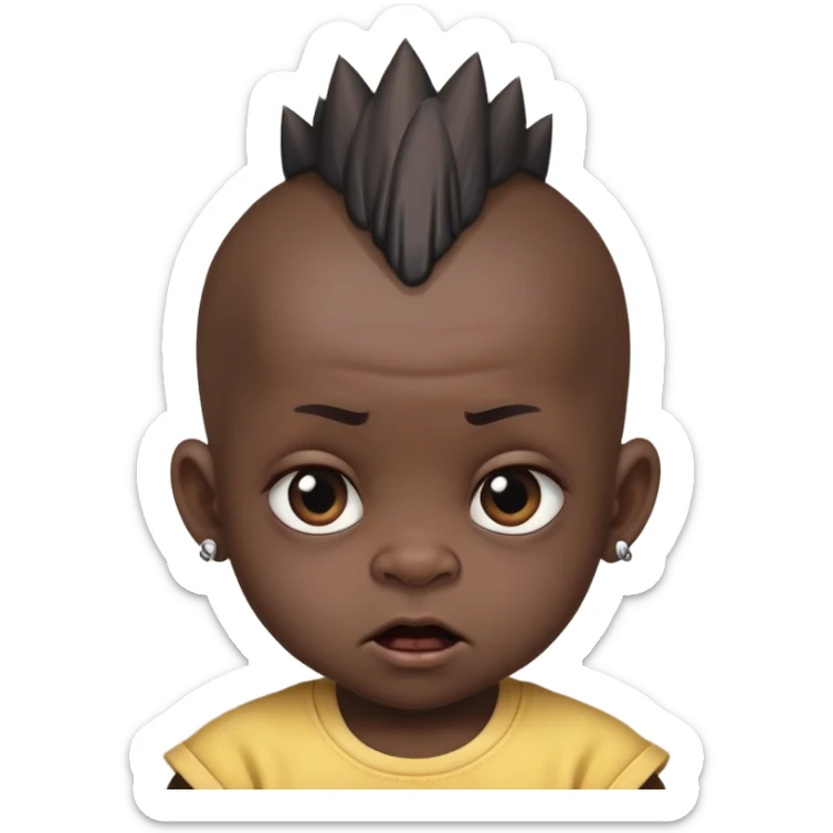 i want an extremely pitch balck baby with a mohawk in the center amd bald from the sides and make sure to make him really really ugly like extremely ugly sticker