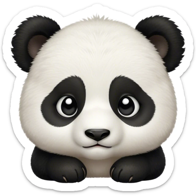 Cinematic Noble Baby Panda Portrait Emoji, Poised and regal, with a tiny, adorable build and a soft, fuzzy Fur of black and white, deep-set soulful gentle eyes, Simplified yet sharp and sophisticated features, highly detailed, glowing with a soft, dignified glow, high shine, intelligent and endearing, stylized with an air of miniature majesty, focused and attentive, soft glowing outline, capturing the essence of a watchful and confident little panda, so majestic it feels as though it could toddle out of the screen with effortless authority! sticker
