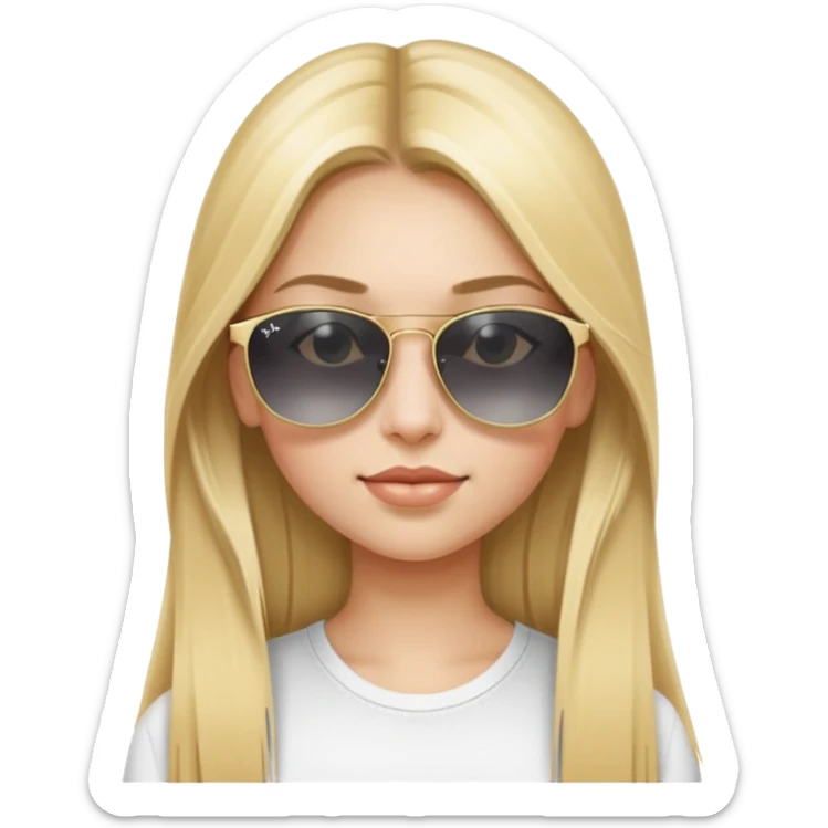 girl with long blonde straight hair wearing ray ban sunglasses  sticker