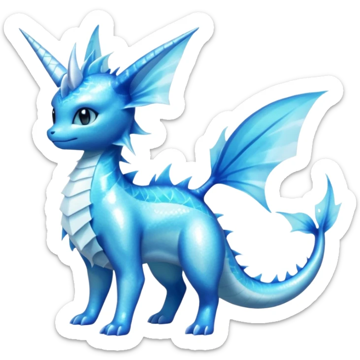 Lumineon-Vaporeon-Amaura-Dragonair-Fakémon-hybrid-creature (full body)  sticker