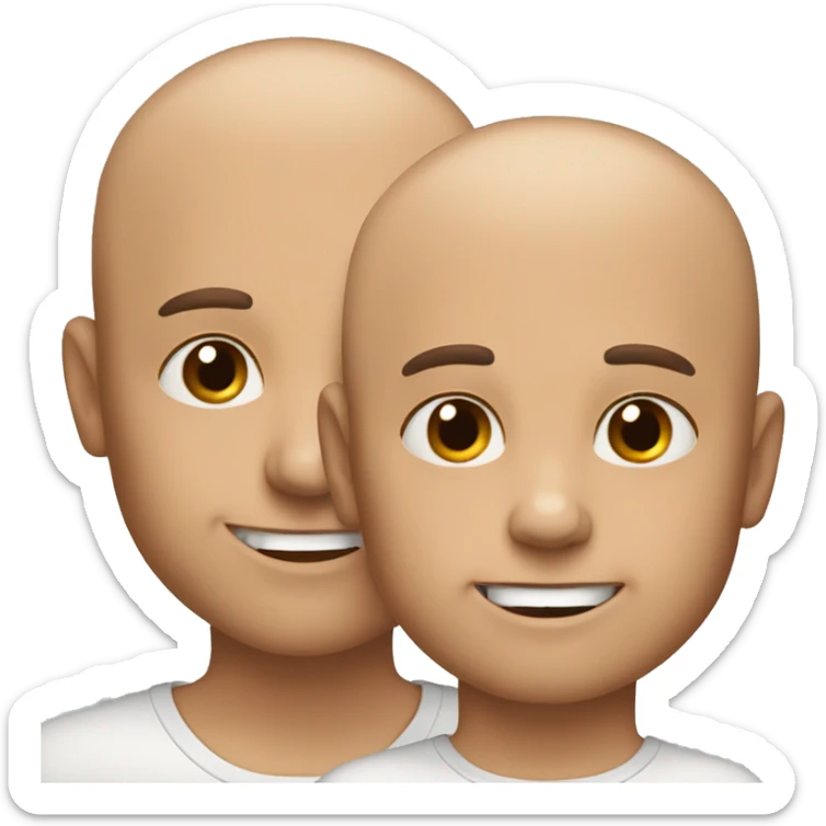 Man 40 years no hair with son 5 years brown hair  sticker