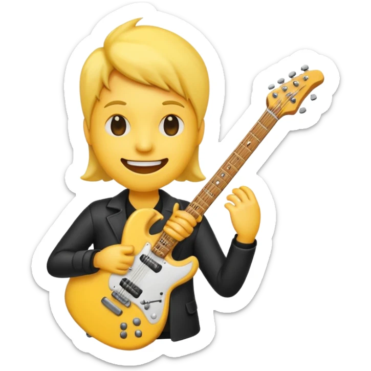 Bana elektronik gitar emojisi yap ama bir tane yüz emojisinin elinde olsun sticker