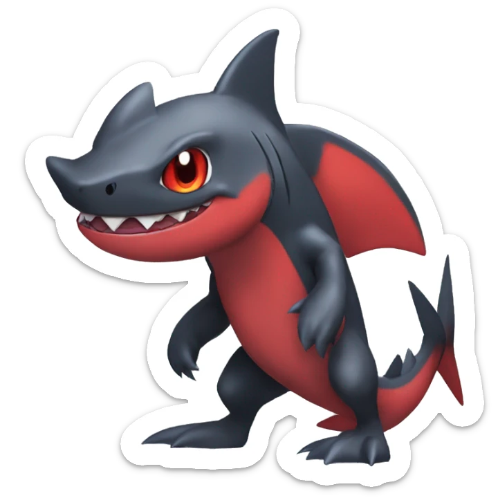 Cute cool black red nargacuga-shark animal hybrid Fakemon full body sticker