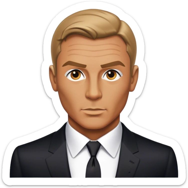 Cinematic Realistic James Bond Pop Culture Emoji, depicted with suave sophistication and dynamic action rendered with crisp details and cinematic lighting that capture his legendary cool. sticker