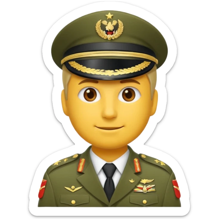 Eine salutierenden Emoji (Hautfarbe: weiß) in Armee Klamotten männlich  sticker