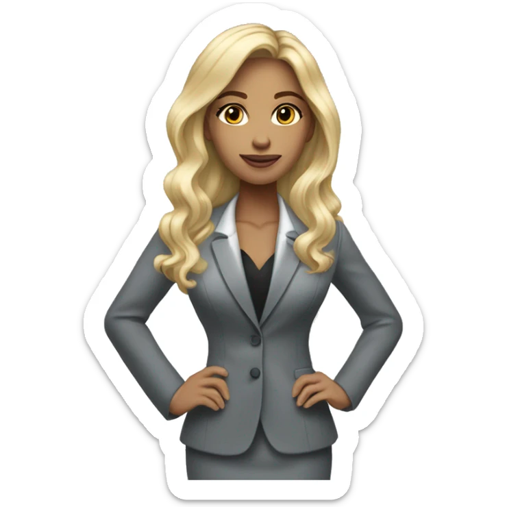 Blonde long hair Tiffany diamond seller in a grey suit sticker