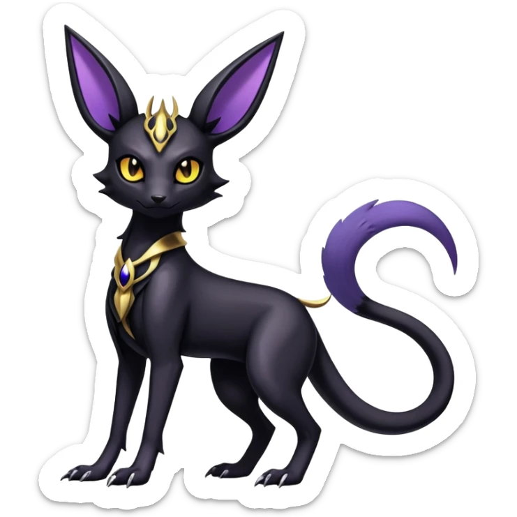 Shiny Dark Edgy Gothic Gloomy Futuristic Salandit-Umbreon-Espeon-Anubis-Hybrid (Full body) sticker