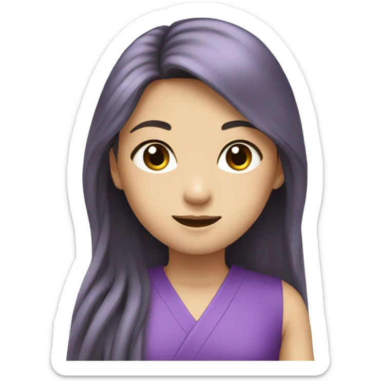 Long hair Japanese girl in purple dress  sticker