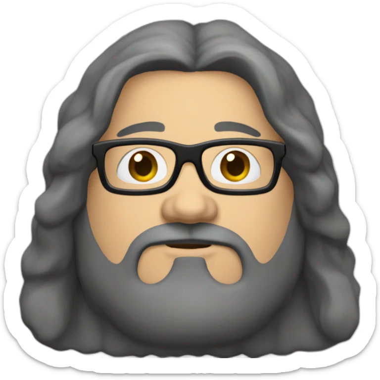 white-40-year-old-fat-man-with-very-long-black-hair-brown-eyes-blue-glasses-and-no-beard. sticker