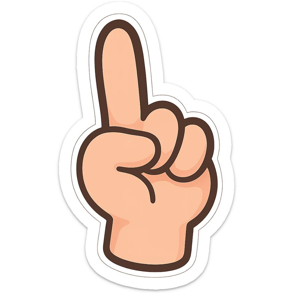 Edit the cartoon style hand in a peace sign gesture to have only one pinky finger fully straight, with the thumb clearly touching the ring finger. Remove any white outline. Keep the style and colors matching the original chibi stickers style. Transparent background. sticker