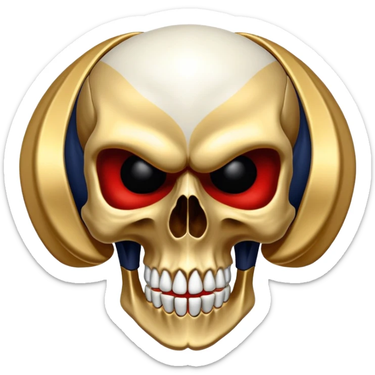 skull colored in New Orleans Pelicans basketball team colors - navy blue, gold, and red sticker