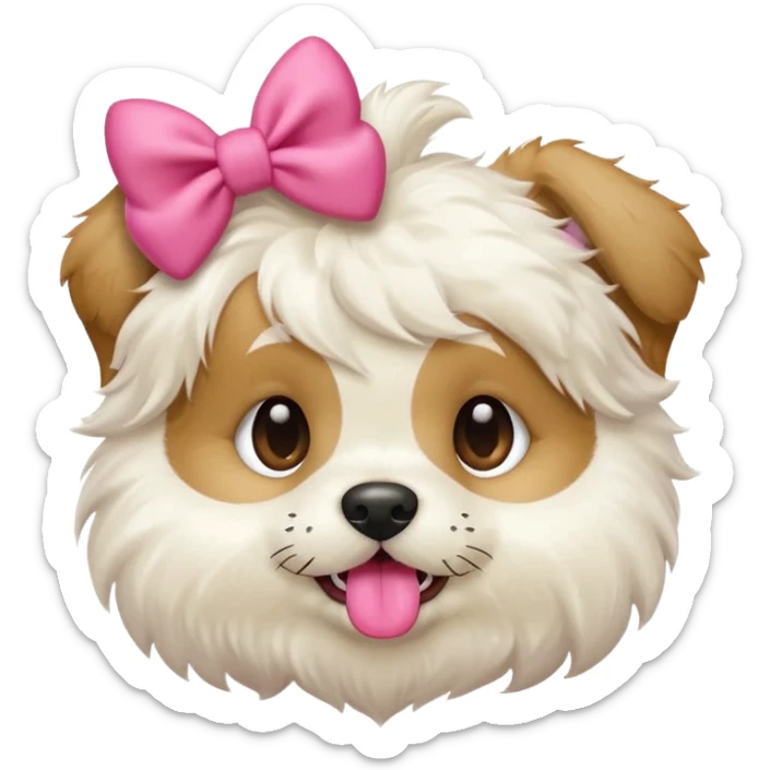 This puppy HEAD 🐶 with a pink bow and tongue out, please in apple ios emoji stylem sticker