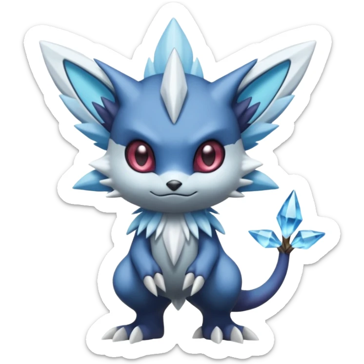 Elemental plum-plumed dark dusky mechanical frosty fairy-like fantasy epic rare Glalie-Sneasel-Togetic-Pokémon-Fakémon-hybrid-creature sticker