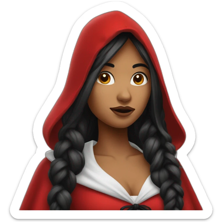 red-ridding-hood-with-long-black-strait-hair-with-white-break sticker