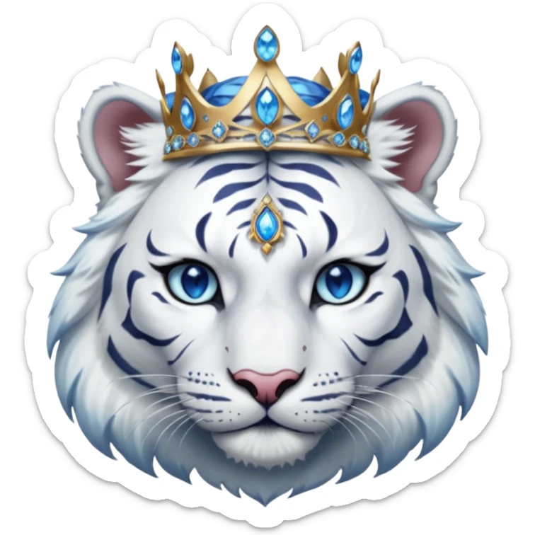 ESO Female white tiger khajiit leader of the umbral rose, blue eyes, blue 'third eye' gem, something symbolizing leadership ruling  sticker