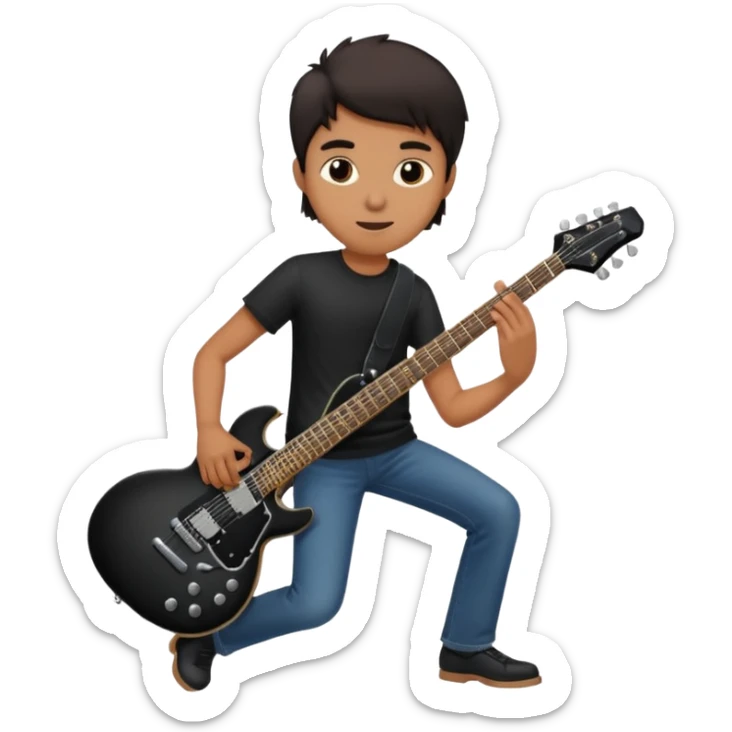 🙂 bu emojinin elinde eloktronik gitar olsun elektronik gitar siyah olsun sticker