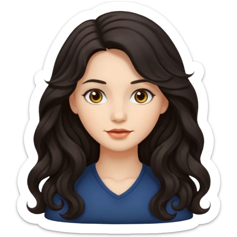 Portrait of woman with dark long wavy hair sticker