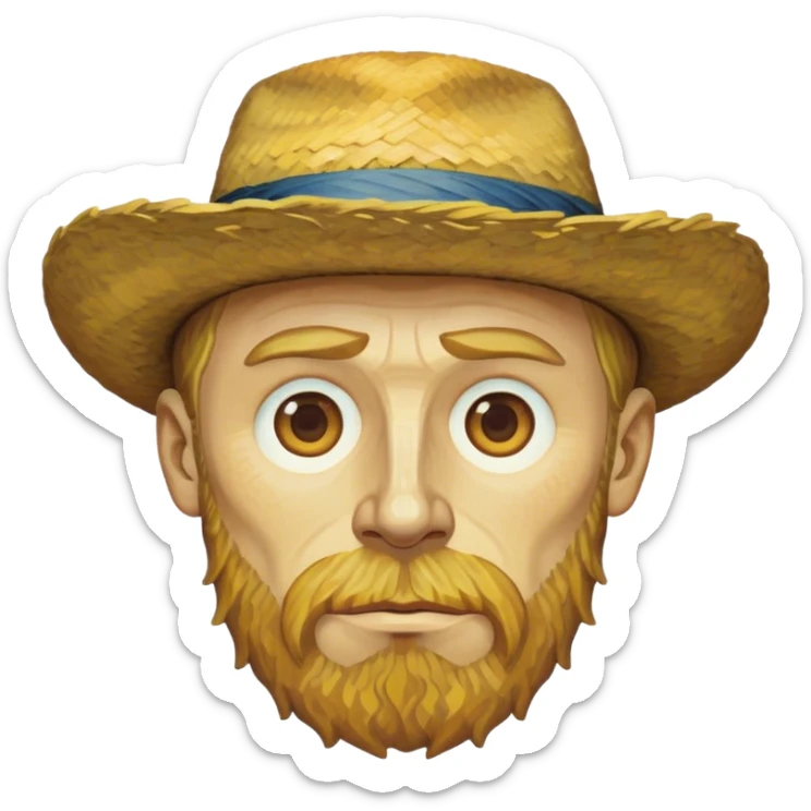 Cinematic Realistic Vincent van Gogh Portrait Emoji, depicted as the iconic artist with expressive brushstrokes and soulful eyes, rendered with rich textured detail and dynamic emotive lighting that captures his creative genius. sticker