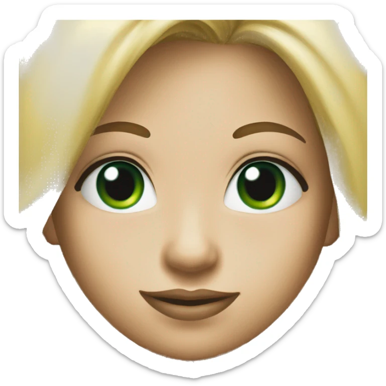 Girl with blonde hair and green eyes in black t-shirt  sticker