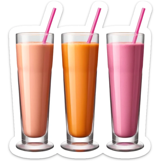 Make three smoothies  but I want the yellow to be pink and the pink to be orange and the purple to be brown like chocolate sticker