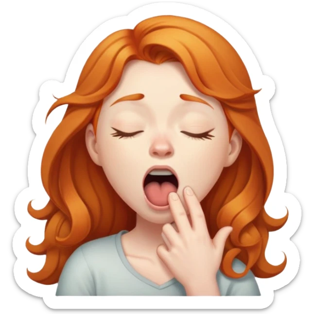 Sleepy Ginger girl trying to wake up in early morning sticker