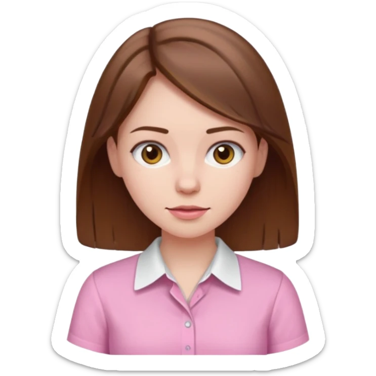 Pale girl brown hair and wearing pink and white shirt sticker