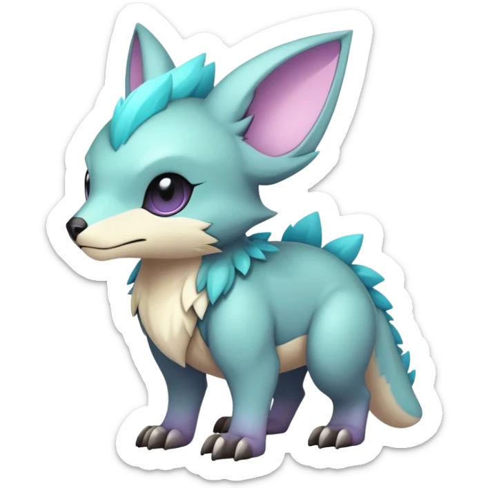 cool colorful dark pastel edgy fantasy animal hybrid Fakemon full body sticker