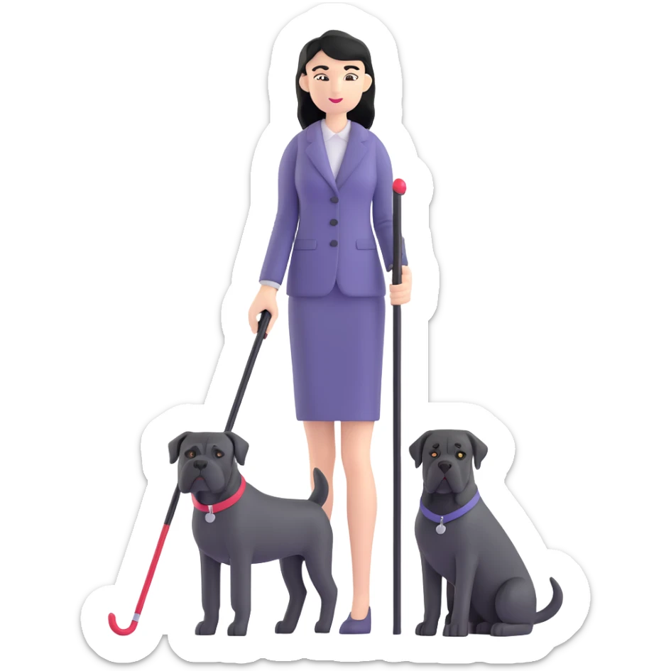 Fashionable woman with long black hair and a black Cane Corso dog sticker
