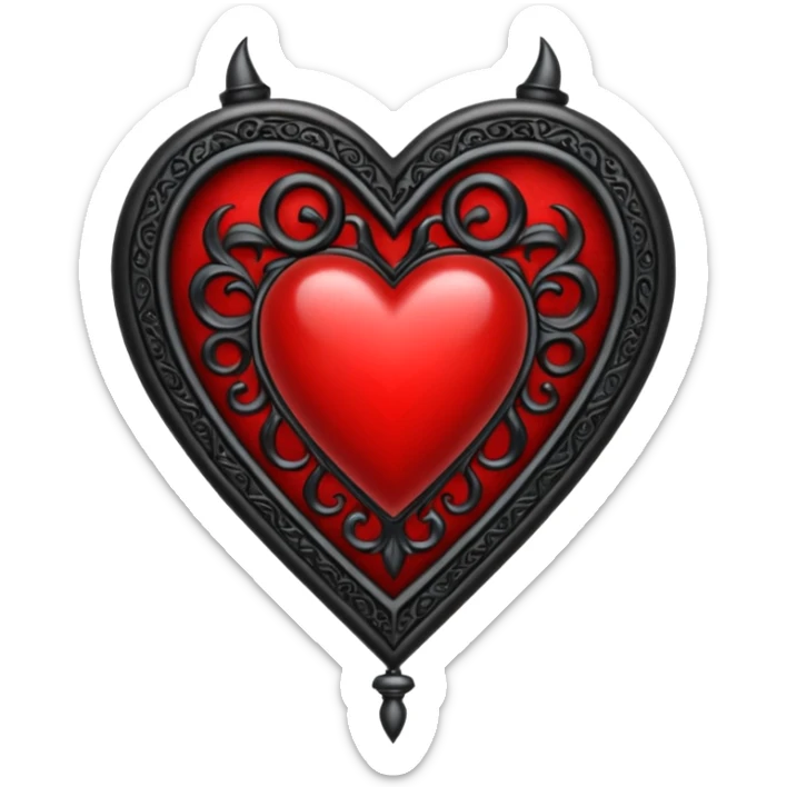 Can you make a heart with a gothic design, I want black and blood red colors . In the middle of the heart there should be the letter I sticker
