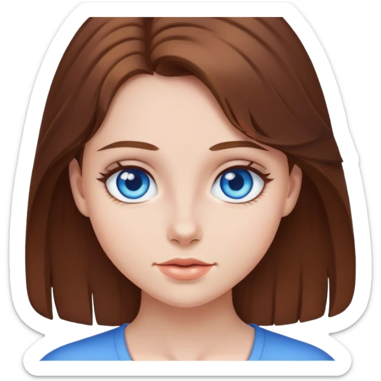 A Girl with Brown hair and Blue eyes sticker
