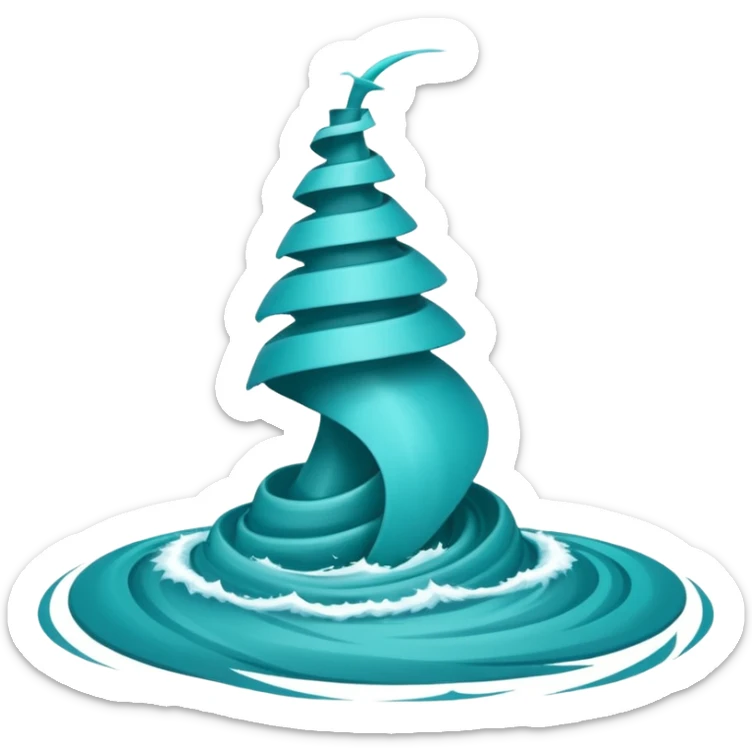 Swirling tornado coming out of the water mark the colur teal sticker