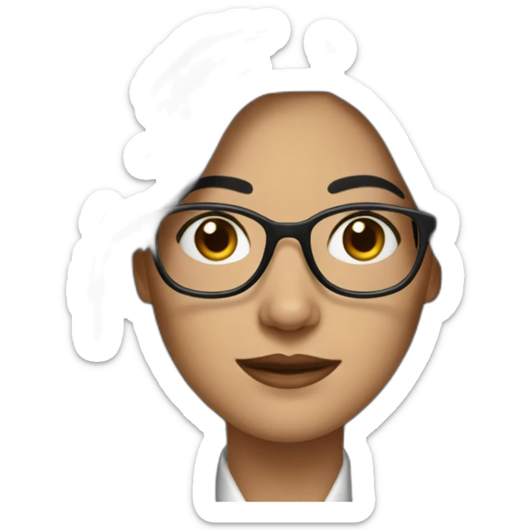 female lawyer with black long hair an glasses sticker