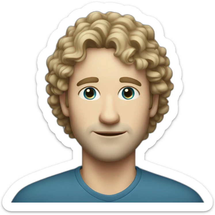forty years old man with lightly curly hair, white skin and blue eyes sticker