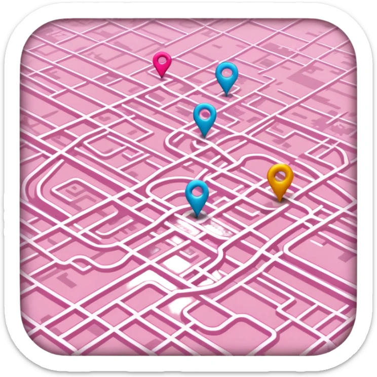 mix pink of a big gps map of the lines sticker