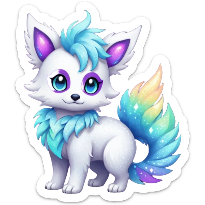 Cool cute Kawaii edgy fantasy animal sparkle fursona Fionbri creature by griffsnuff & LiLaiRa & Falvie full body sticker