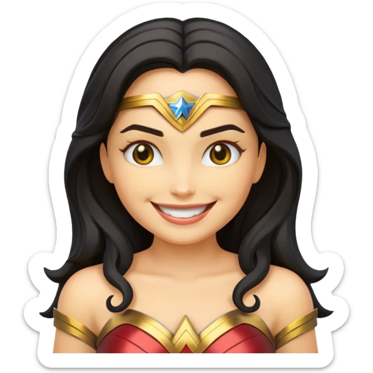 create a yellow emoji of wonder woman. syle android emoji sticker