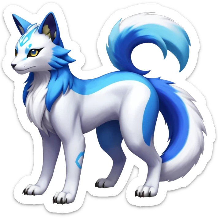 Shiny Elemental Exotic Renamon-Raikou-Liepard-Persian-Pokémon-Fakémon-hybrid-creature (full body) sticker