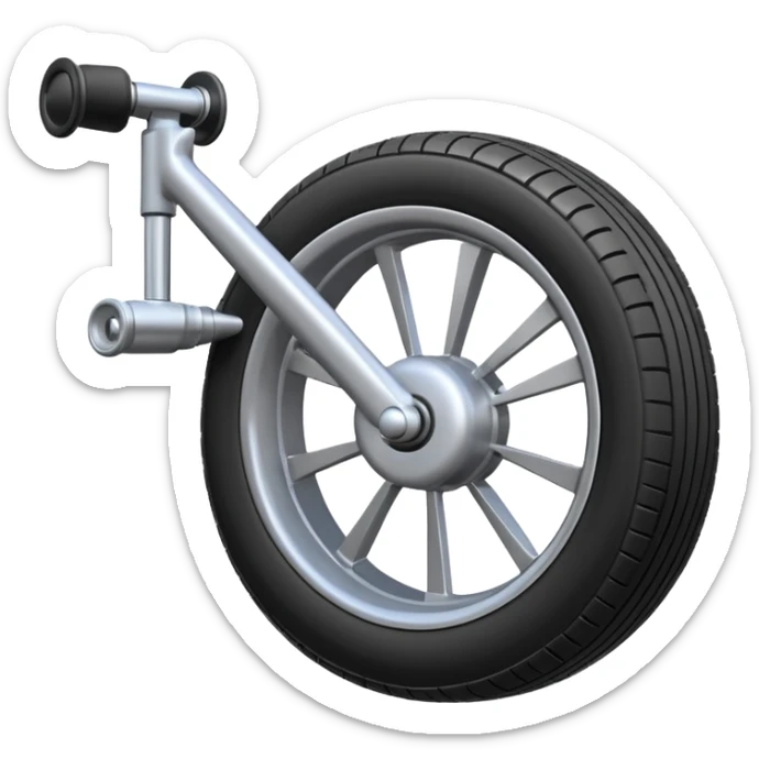 Emoji-style aircraft landing gear with a single wheel and strut, simplified design, clean lines, cartoon-like, isolated on white background, minimal shading sticker