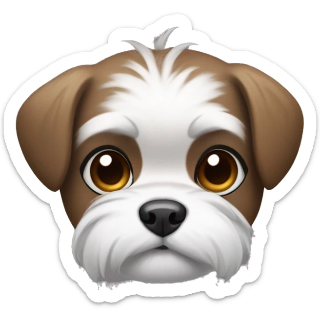 Shitzu with brown fur on her mouth, and dark grey fur on her eyes and ears. sticker