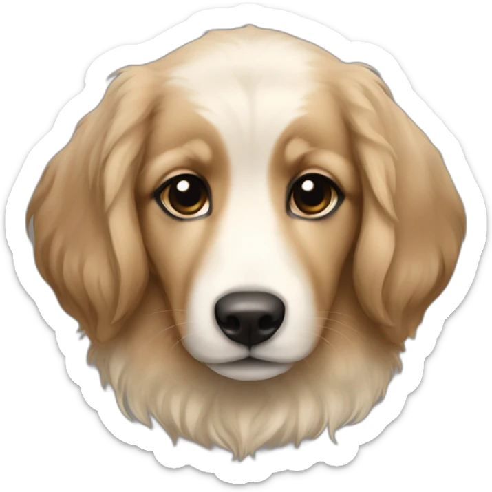 brie shepherd fawn puppy dark blonde and black face long hair sticker