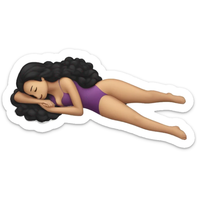 flatten woman lying on the ground face up white skin black hair sticker