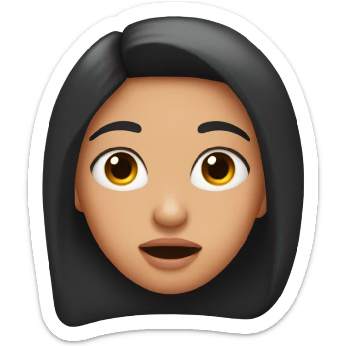 Black hair and peach skinned woman with eyes rolled back prepared for a sneeze. sticker