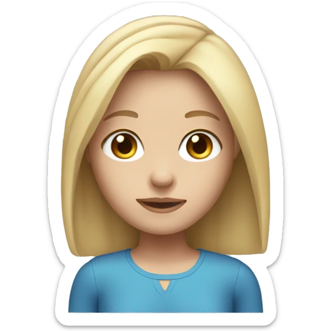 girl with shoulder-length blond straight hair and blue eyes sticker