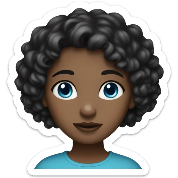 Girl with dark short curly hair and blue eyes  sticker