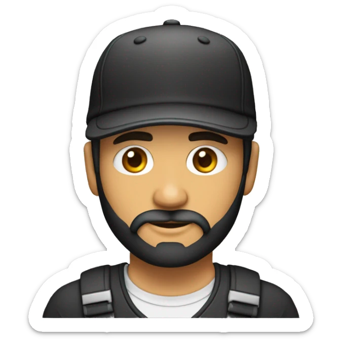 Hombre trigueño cuerpo completo fuerte de 30 años con barba y gorra ojos color negro  sticker