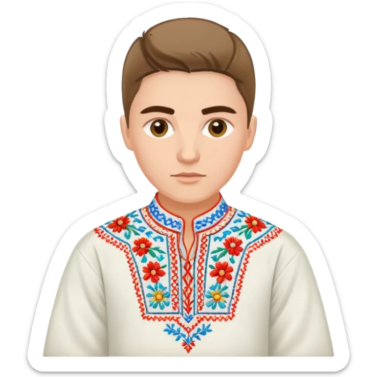 A young Ukrainian psychologist wearing a traditional embroidered vyshyvanka shirt sticker