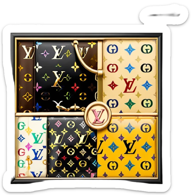 Louis Vuitton and Gucci versus and Fendi and Versace and all of the luxury brands sticker