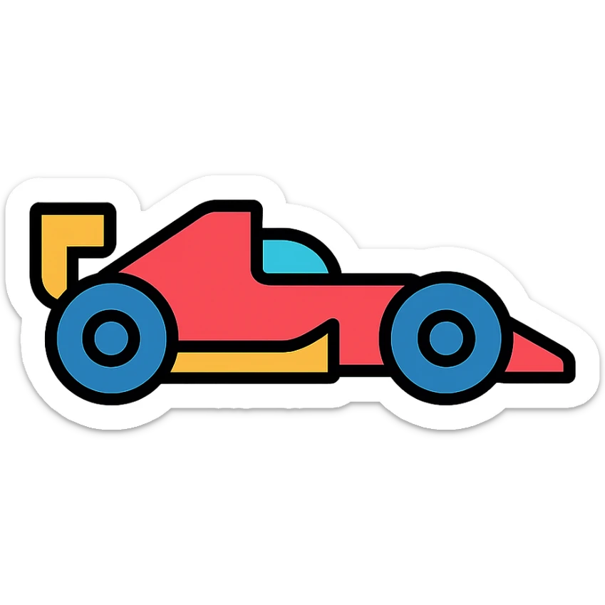 A race car in the style of color outline sticker
