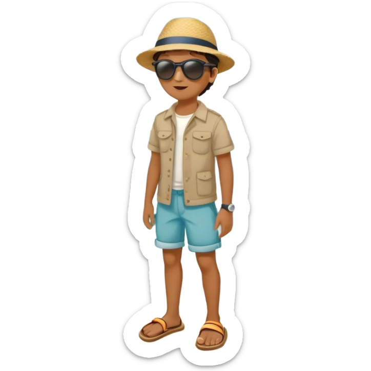 A person standing at the edge of the ocean, looking at the vast waves in front of them. The waves are playful and inviting (fun & play), the deep water is calm and powerful (relationships & meaning), and the beach walk is peaceful, with footprints marking the sand (being present & savoring life).  sticker